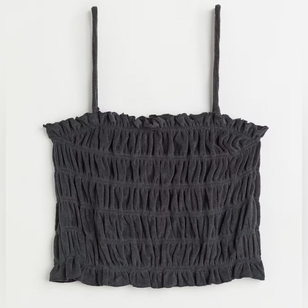 H&M SMOCKED Convertible TERRY TOP